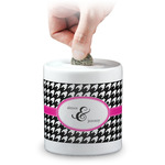 Houndstooth w/Pink Accent Coin Bank (Personalized)