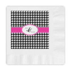 Houndstooth w/Pink Accent Embossed Decorative Napkins (Personalized)