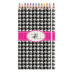 Houndstooth w/Pink Accent Colored Pencils (Personalized)