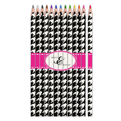 Houndstooth w/Pink Accent Colored Pencils (Personalized)