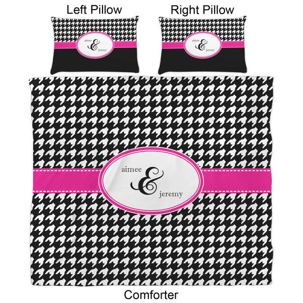 Houndstooth w/Pink Accent Comforter Set - King - Approval