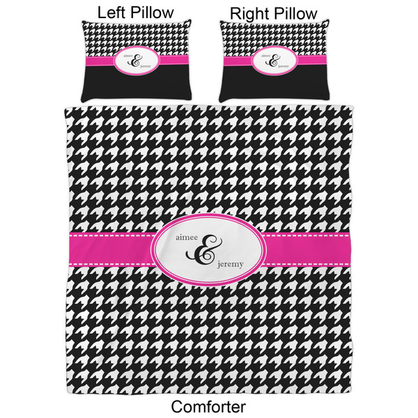 Houndstooth w/Pink Accent Comforter Set - Queen - Approval