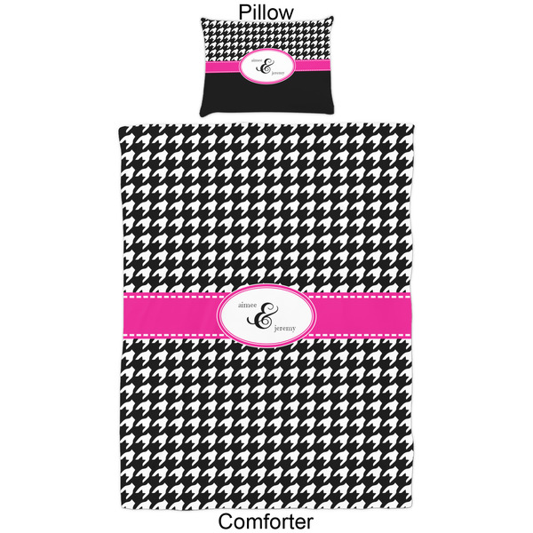 Houndstooth w/Pink Accent Comforter Set - Twin - Approval
