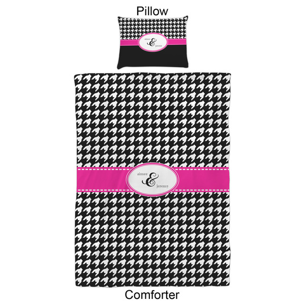 Houndstooth w/Pink Accent Comforter Set - Twin XL - Approval