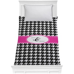 Houndstooth w/Pink Accent Comforter - Twin XL (Personalized)