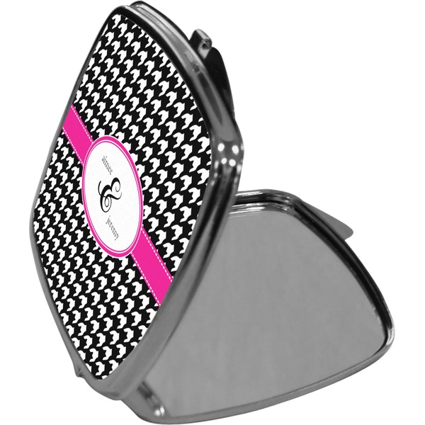 Houndstooth w/Pink Accent Compact Mirror (Side View)