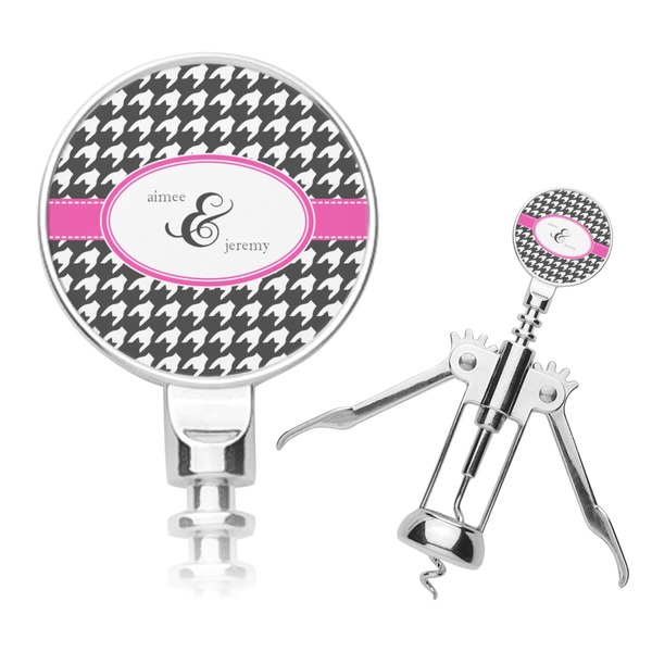 Custom Houndstooth w/Pink Accent Corkscrew (Personalized)