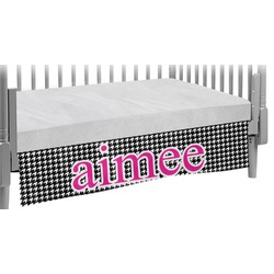 Houndstooth w/Pink Accent Crib Skirt (Personalized)