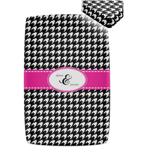Houndstooth w/Pink Accent Crib Fitted Sheet - Apvl