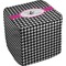 Houndstooth w/Pink Accent Cube Poof Ottoman (Top)