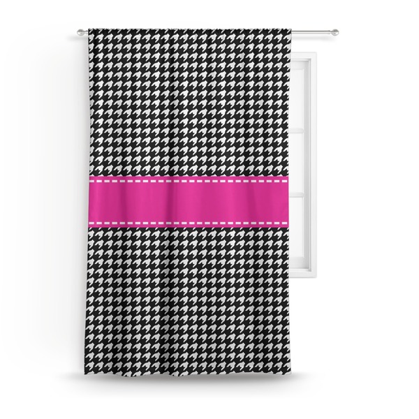 Custom Houndstooth w/Pink Accent Curtain - 50"x84" Panel