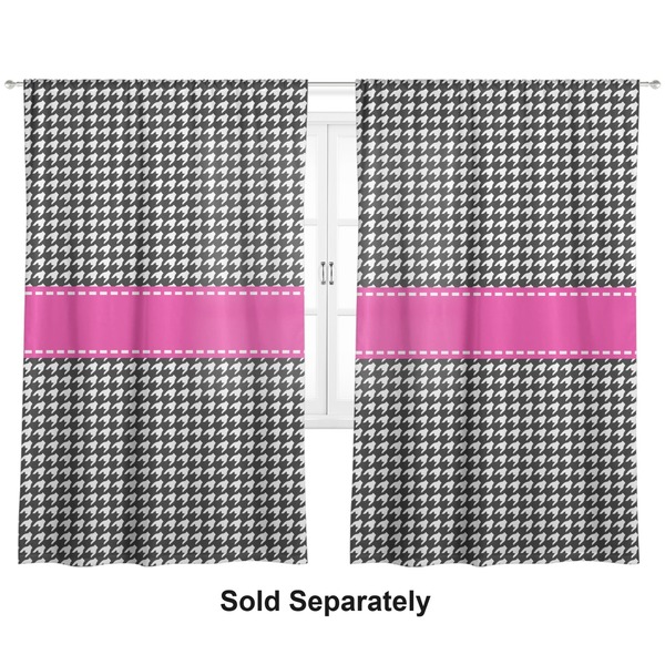 Custom Houndstooth w/Pink Accent Curtain Panel - Custom Size