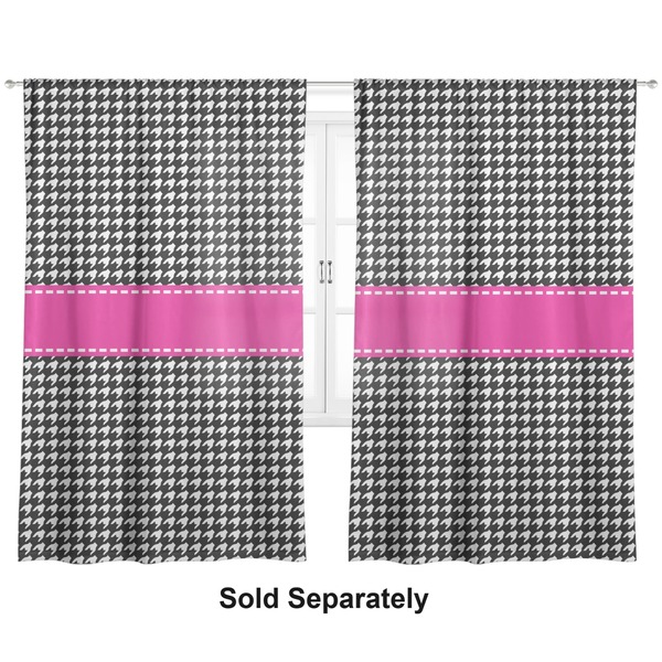 Houndstooth w/Pink Accent Personalized Curtains