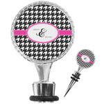 Houndstooth w/Pink Accent Wine Bottle Stopper (Personalized)