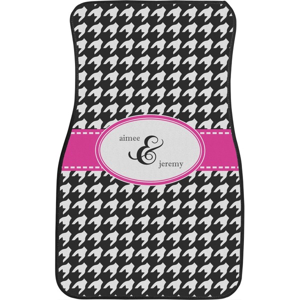 Houndstooth w/Pink Accent Custom Car Floor Mats (Front Seat)