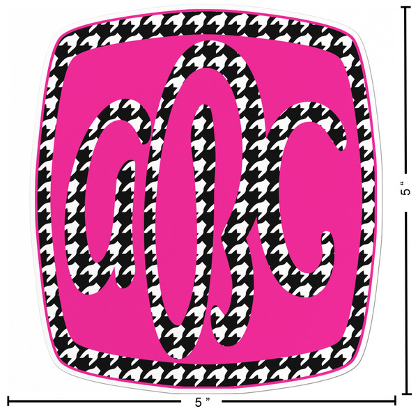 Houndstooth w/Pink Accent Custom Shape Iron On Patches - L - APPROVAL
