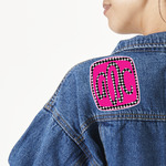 Houndstooth w/Pink Accent Twill Iron On Patch - Custom Shape (Personalized)