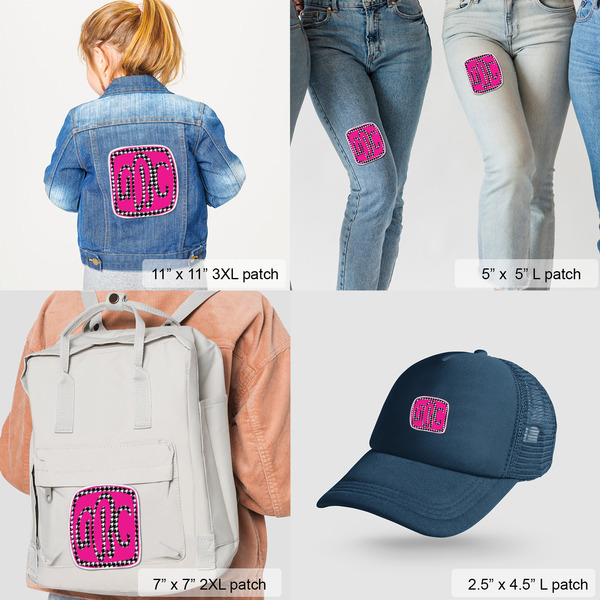 Houndstooth w/Pink Accent Custom Shape Iron On Patches - LIFESTYLE
