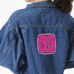 Houndstooth w/Pink Accent Twill Iron On Patch - Custom Shape - X-Large (Personalized)