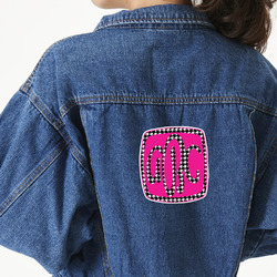Houndstooth w/Pink Accent Twill Iron On Patch - Custom Shape - X-Large - Set of 4 (Personalized)