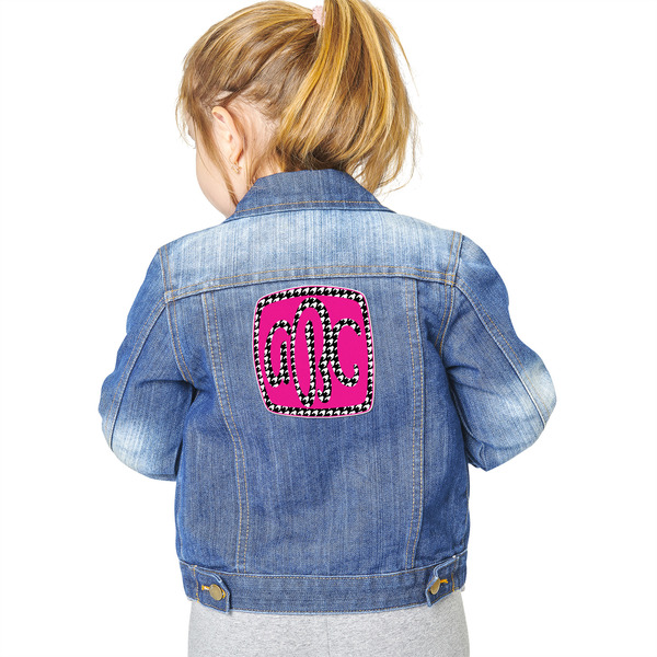 Houndstooth w/Pink Accent Custom Shape Iron On Patches - XXL - Single - Approval