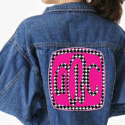 Houndstooth w/Pink Accent Twill Iron On Patch - Custom Shape - 3XL (Personalized)