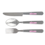 Houndstooth w/Pink Accent Cutlery Set (Personalized)