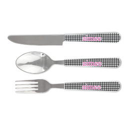 Houndstooth w/Pink Accent Cutlery Set (Personalized)