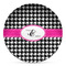 Houndstooth w/Pink Accent Microwave Safe Plastic Plate - Composite Polymer (Personalized)