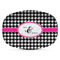 Houndstooth w/Pink Accent Plastic Platter - Microwave & Oven Safe Composite Polymer (Personalized)