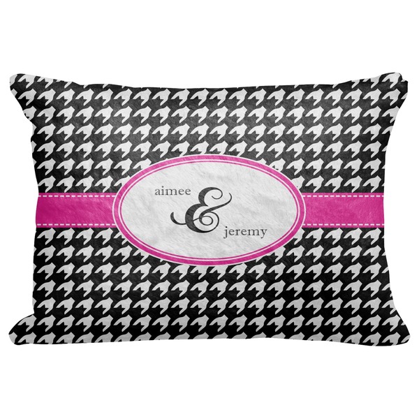 Custom Houndstooth w/Pink Accent Decorative Baby Pillowcase - 16"x12" (Personalized)