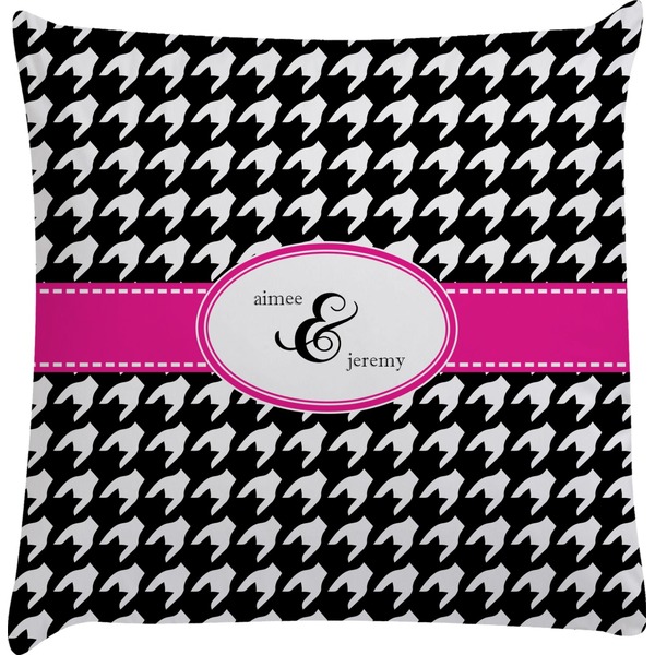 Custom Houndstooth w/Pink Accent Decorative Pillow Case (Personalized)
