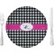 Houndstooth w/Pink Accent 10" Glass Lunch / Dinner Plates - Single or Set (Personalized)