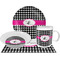 Houndstooth w/Pink Accent Dinner Set - 4 Pc