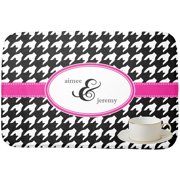 Houndstooth w/Pink Accent Dish Drying Mat