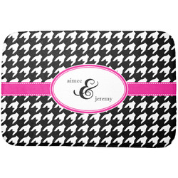 Houndstooth w/Pink Accent Dish Drying Mat (Personalized)
