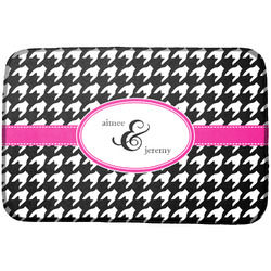 Houndstooth w/Pink Accent Dish Drying Mat (Personalized)