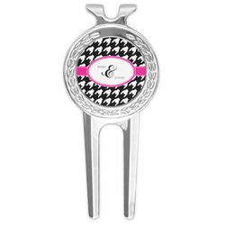 Houndstooth w/Pink Accent Golf Divot Tool & Ball Marker (Personalized)