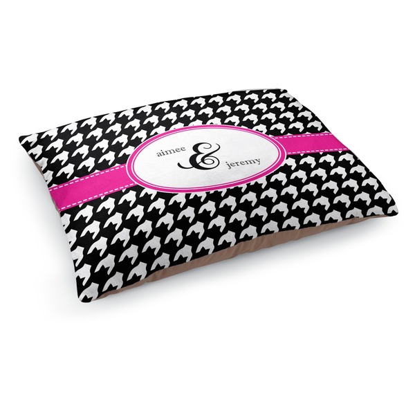 Custom Houndstooth w/Pink Accent Dog Bed - Medium w/ Couple's Names