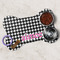 Houndstooth w/Pink Accent Dog Bone Shaped Mat Lifestyle