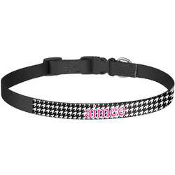 Houndstooth w/Pink Accent Dog Collar - Large (Personalized)