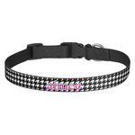 Houndstooth w/Pink Accent Dog Collar - Medium (Personalized)