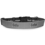 Houndstooth w/Pink Accent Deluxe Dog Collar - Small (8.5" to 12.5") (Personalized)