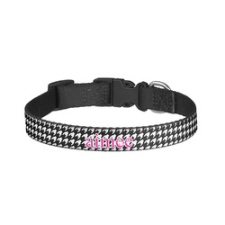 Houndstooth w/Pink Accent Dog Collar - Small (Personalized)