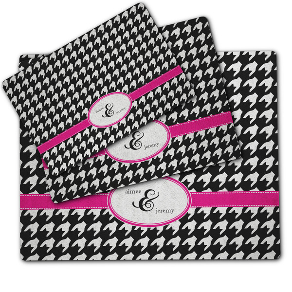 Houndstooth w/Pink Accent Dog Food Mat - MAIN (sm, med, lrg)