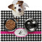 Houndstooth w/Pink Accent Dog Food Mat - Medium LIFESTYLE