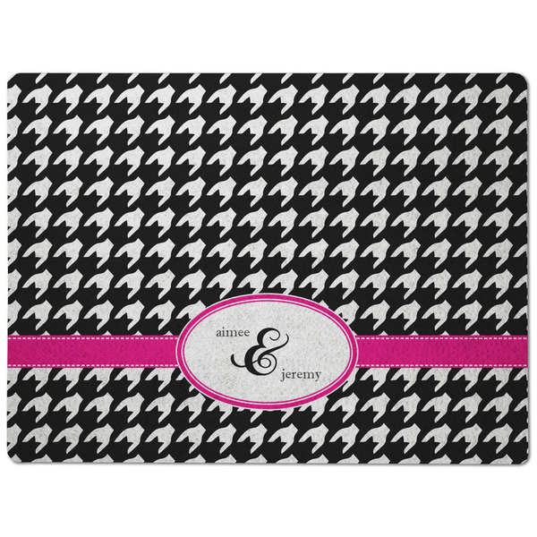 Houndstooth w/Pink Accent Dog Food Mat - Medium without bowls