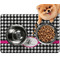 Houndstooth w/Pink Accent Dog Food Mat - Small LIFESTYLE