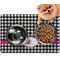 Houndstooth w/Pink Accent Dog Food Mat - Small w/ Couple's Names