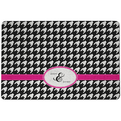 Houndstooth w/Pink Accent Dog Food Mat w/ Couple's Names